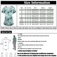 Маици за Женски Женски Печатење Со Кратки Ракави В-Вратот Блузи Работна Униформа Џеб Блуза Сина XL