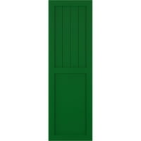 Ekena Millwork 15 W 71 H TRUE FIT PVC Farmhouse Flat Panel комбинација фиксни ролетни за монтирање, виридијански зеленило