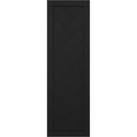 Ekena Millwork 12 W 67 H TRUE FIT PVC SINGE PALLEY HERRINGBONE модерен стил фиксни ролетни за монтирање, црна