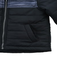Arctic Quest Boy's Boy's Block Block Puffer јакна и Sky Bib Snowsuit Set - големина длабока црна боја
