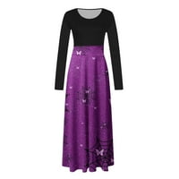 Женски костум за Ноќта на вештерките миди фустани подароци опуштени долги ракави блуза пајак веб -графички пуловер тркалезни