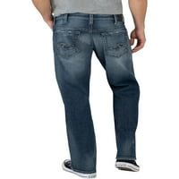 Сребрени фармерки копродукции машка Горди лабава се вклопуваат фармерки со права нозе, големини на половината 28-44