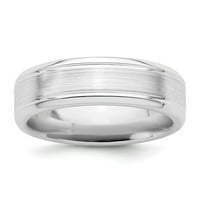 Цврст стерлинг сребрен мат четкан финиш уникатен свадбен бенд прстен со големина 5