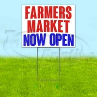 Земјоделците Пазарот Сега Отворен Двор Знак, Вклучува Метал Чекор Удел