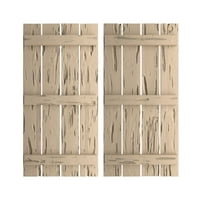 Ekena Millwork 1 2 W 74 H Rustic Four Board Spaced Board-N-Batten Pecky Cypress Faa Wood Sulters, Prided Tan