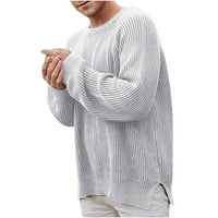 Машка Есенска Зимска Цврста Секојдневна Плетена Пуловер Со Долги Ракави Џемпер Топ Блуза