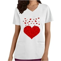 Кошули За Жени Плус Големина Лабава Вклопуваат Денот На Вљубените Љубов Срце Графичка Кошула Врвот Краток Ракав Блуза Маици