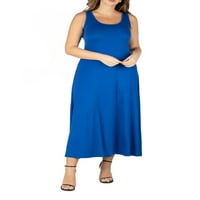 24Севечна облека за удобност плус големина едноставна линиска резервоар макси фустан