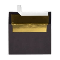 Luxpaper A Foil обложени коверти, 1 4, Peel & Press, Lb. Black W Gold Linge, пакет