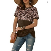 - кошула Жените Круг Вратот Леопард Блуза Врвот Лето Девојка Споени