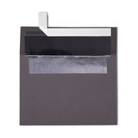 Luxpaper A Foil обложен коверти, 1 4, Peel & Press, lb. Smoke Grey W сребрена обвивка, пакет