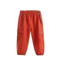 Месеци-Години Момчиња Панталони Панталони Карго Панталони Мода Еднобојна Должина Панталони Еластични Манжетни Панталони Црвени