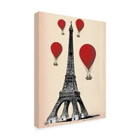 Трговска марка ликовна уметност „Ајфелова кула и црвен топол воздух“ платно уметност од Фаб Фанки
