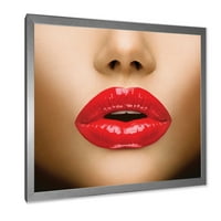 Дизајн секси жена усни убава шминка близок бакнеж модерен врамен уметнички принт