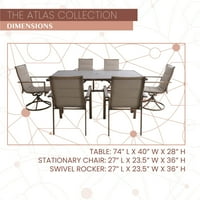 МОД мебел Атлас 7-парчен модерни сет за јадење на отворено со столици за прашка и табела во стил