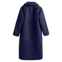 Womenените зимски топли палто палто топло рај -фау јакна со долга ракава надворешна облека
