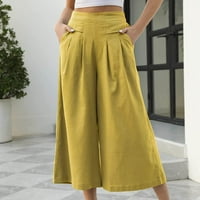 ДЕАГИЈА градиент џемпери за жени со целосна должина панталони цврста боја со висока половината лабава широки панталони за нозе