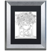 Трговска марка ликовна уметност Пополнете го срцето со радост платно уметност од ennенифер Нилсон, црна мат, сребрена рамка