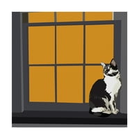 Трговска марка ликовна уметност „мачка на прозорец праг I“ платно уметност од Емили Калина