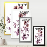 DesignArt 'Виолетова диви цвеќиња на белиот III' Традиционално врамен уметнички принт