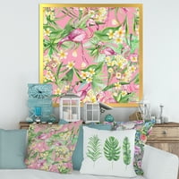 DesignArt 'Yellowолти цвеќиња, тропско зеленило со модерно уметничко печатење на Фламинго III'