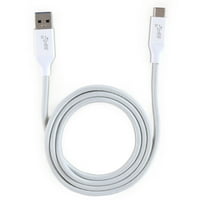 BlackWeb Брзо полнење со 3-метарски USB тип-А до USB Type-C синхронизација и полнење со двојно плетенка кабел, бел