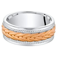 Машка јаже шема удобност се вклопува во прстен во розово тон Стерлинг сребро