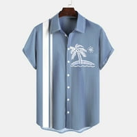 машки фустан кошули машки 3д дигитално печатење џебна тока ревер кошула со кратки ракави