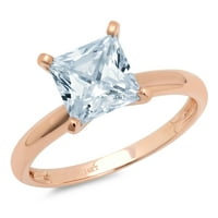 1.5 кт принцеза сече природни швајцарски сини топаз 14к розово злато годишнина ангажман прстен големина 10.25