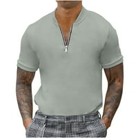Dxhmoneyh мажјаци за машка работа кратки ракави патент v вратот Спортска маица цврста класична лабава фитли кошули