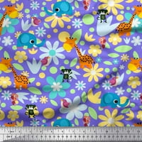 Soimoi памук Voile ткаенина цвет, птица и животински цртан филм украс ткаенина печатена двор широко