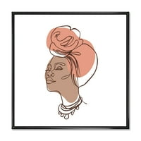DesignArt 'Една линија портрет на афро -американска жена IV' модерна врамена платна wallидна уметност печатење