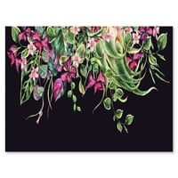 Цветни тропски лисја на црна позадина сликање на платно уметничко печатење