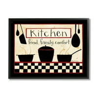 Кујна храна семејна удобност во форма на храна и пијалоци графичка уметност црна врамена уметничка печатена wallидна уметност