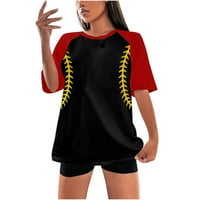 кошули на какина За Жени Плус Големина Летно Слободно Време Бејзбол Со Кратки Ракави Печатени Врвови Отпечатоци Врвови Лабави