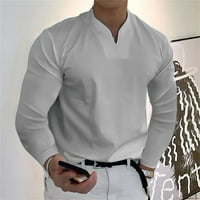Simplmasygeni Menss Cleanance Fashion Mase Долги ракави џемпер печатење лабава маичка врвови маица обична кошула цврста долга