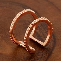 Розово злато позлатен геометриски ставен не'рѓосувачки челик отворен прстен