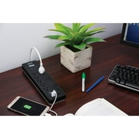 PH8U 8-Outlet SurgeArrest Home Office Confection Series Surge Protector со пристаништа, 6-ти кабел