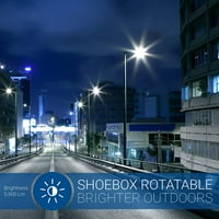 Hyperikonpro 54W LED Shoebo Street Light Lomentable Lumens, светло осветлување на отворено, голема база на завртки, UL, 5000K,