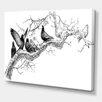 Гулаби кои седат на гранка на дрвото сликање платно уметнички принт