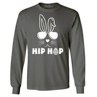 Shop4Ever Машки хип -хоп зајаче зајак велигденски кошула со долг ракав мал јаглен