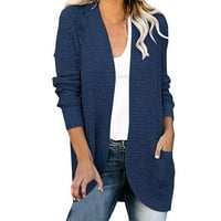 Huaai Cardigan for Women Women Women's Curved Curved Placket, голем џемпер џемпер за џемпери за јакна за жени сини XL