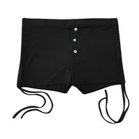 лабакиха шорцеви за женски женски модни летни панталони секојдневни печатени странични шорцеви со врвки црни