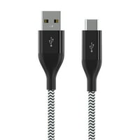 Автоматско возење USB-C до USB-A, 6FT, кабел за полнење и податоци за синхронизација, плетенка, црна боја