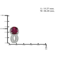 10. Carat T.G.W. Руби и бел дијамант акцент Стерлинг сребрен сет за накит од 3 парчиња