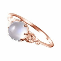 мњин женски месечини дијамант обложен прстен стилски прстен веренички прстен розово злато 7
