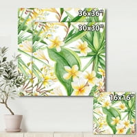 DesignArt 'Yellowолти цвеќиња и тропско зеленило vii' модерна печатење на wallидови од платно