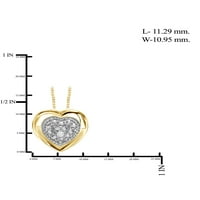 Ackentsclub со бел дијамант акцент 14KT злато позлатен приврзок за срце, 18 “