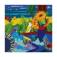 Трговска марка ликовна уметност „Сончогледи со поглед на плажа“ платно уметност од Синди пошироко