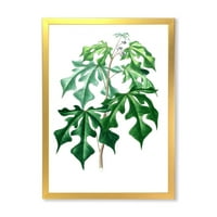DesignArt 'Антички зелени лисја растенија II' Традиционална врамена уметничка печатење